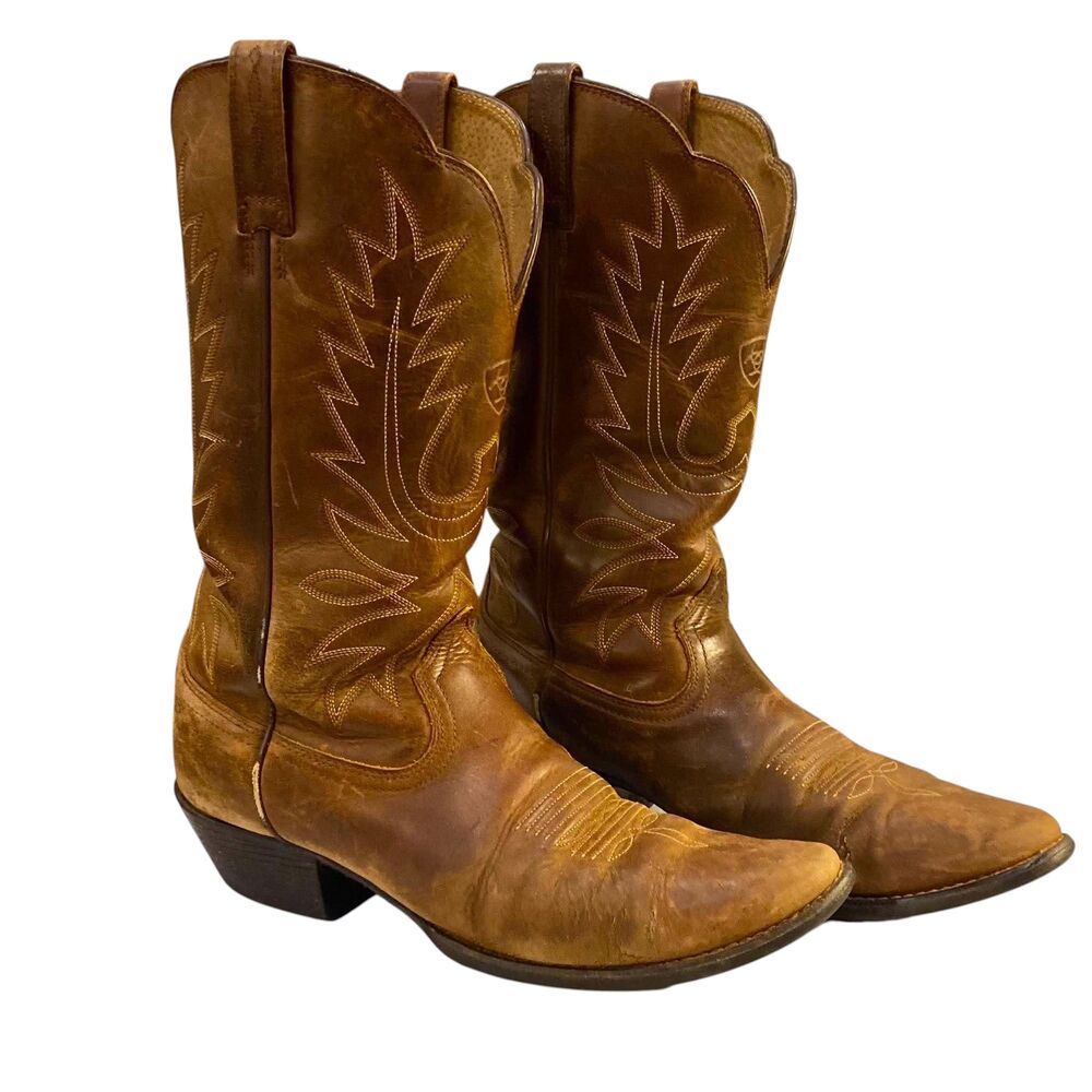 Ariat Heritage Women's Boots Size 9.5 Stitched Saddle Tan Leather Pointy Toe